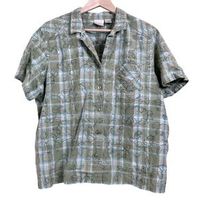 Vintage Erika Button Up Shirt Womens 2XL Pastel Cotton Cottagecore 90s